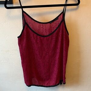 Harlowe & Graham Burgundy Geometric Top